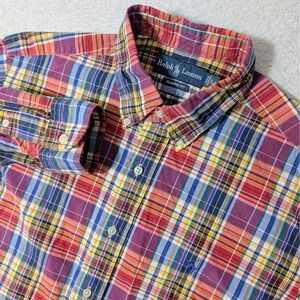 Ralph Lauren Button Down Mens L Multicolor Plaid Classic Fit L/S Pony Logo